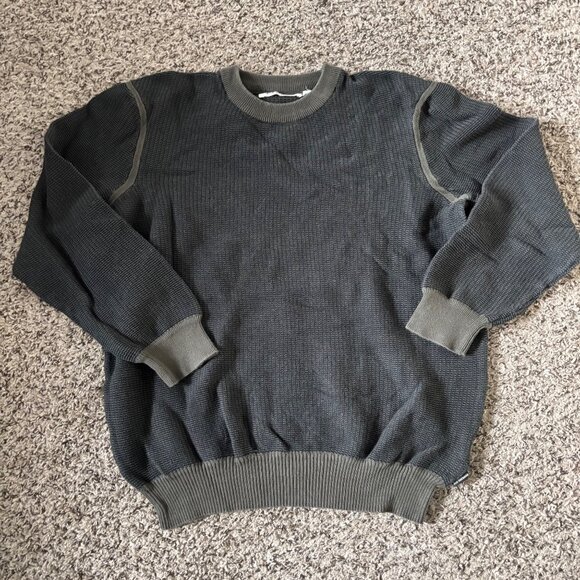 Ben Sherman Mens Gray Waffle Knit Crewneck Sweater Size L - Picture 1 of 7